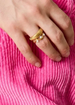 Outlet MARIE SIXTINE BAGUE VAGUE PERLÉE DORÉE