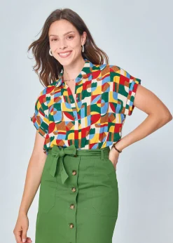 Shop MARIE SIXTINE CHEMISE COL CLAUDINE HELENE PATCHWORK