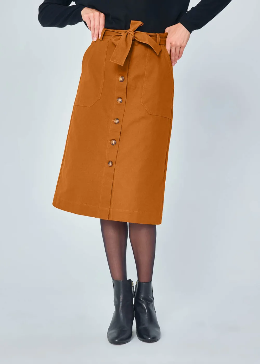 Outlet MARIE SIXTINE JUPE MIDI COTON ADELAIDE PECAN