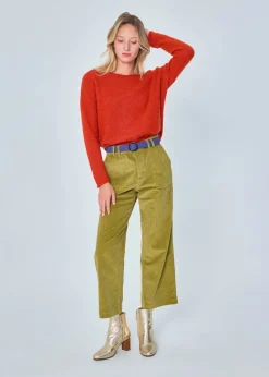 Best Sale MARIE SIXTINE PANTALON EN VELOURS COTELE GESSY FOUGERE