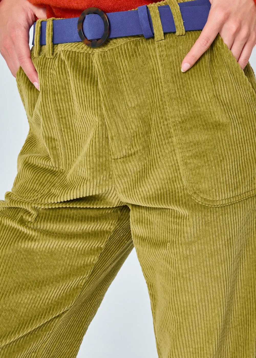 Best Sale MARIE SIXTINE PANTALON EN VELOURS COTELE GESSY FOUGERE