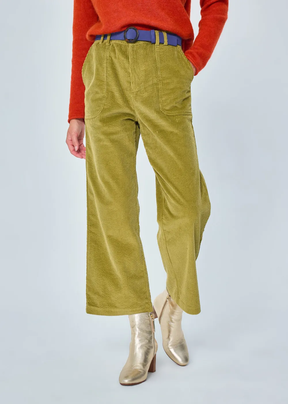 Best Sale MARIE SIXTINE PANTALON EN VELOURS COTELE GESSY FOUGERE