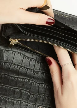 Sale MARIE SIXTINE PORTEFEUILLE ORAN CROCO_CHARBON