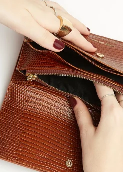Store MARIE SIXTINE PORTEFEUILLE ORAN LEZARD_CARAMEL