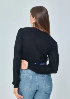 Discount MARIE SIXTINE PULL MERINOS AJOURE DANAE CHARBON