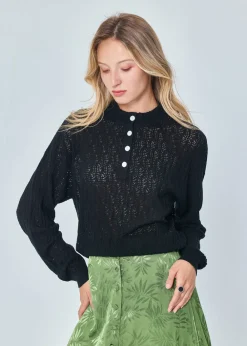 Cheap MARIE SIXTINE PULL MERINOS AJOURE RANDY CHARBON
