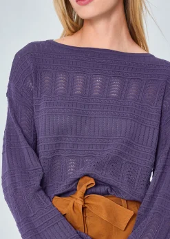 Clearance MARIE SIXTINE PULL MERINOS AJOURE VARTAN NUIT