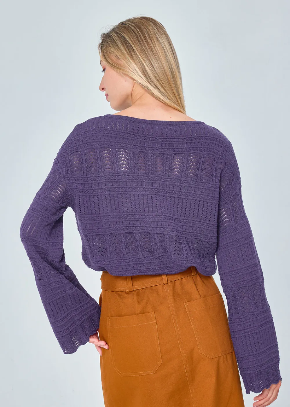 Clearance MARIE SIXTINE PULL MERINOS AJOURE VARTAN NUIT