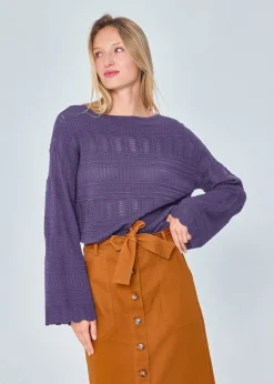 Clearance MARIE SIXTINE PULL MERINOS AJOURE VARTAN NUIT